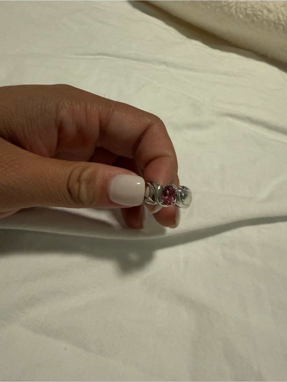Sterling Silver Ring with Pink Gemstone
